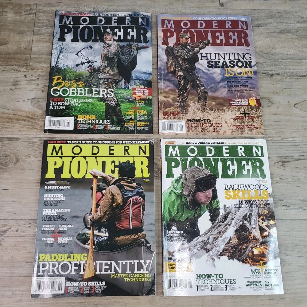 MODERN PIONEER Magazine Lot Of 4: Gobblers, Canoeing, Rendering Fat, Scopes